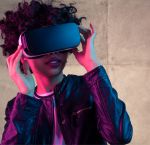Woman using virtual reality headset